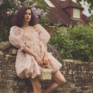 Selkie Puff Short-Sleeve Bubble Floral Mini Dress